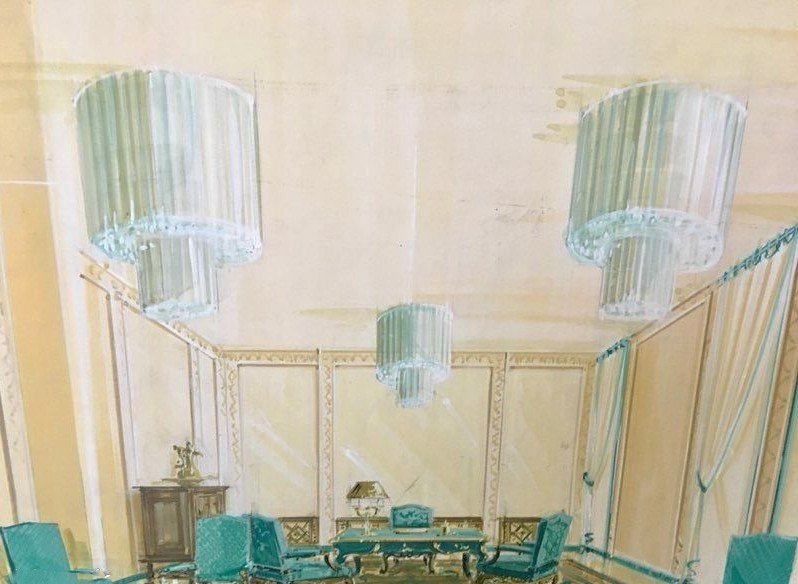 Aquarelle originale Décoration appartement  Prince Khalid Bin Fahad par la Maison Mercier Paris-photo-1