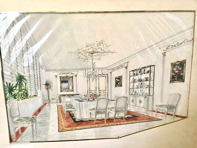 Aquarelle originale pour résidence du Prince Khalid Bin Fahad par Maison Mercier à Paris-photo-2