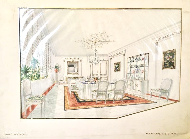 Aquarelle originale pour résidence du Prince Khalid Bin Fahad par Maison Mercier à Paris