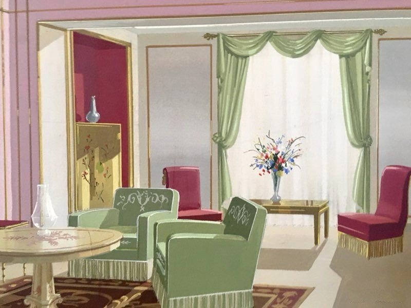 Original Watercolor For The Residence Of Prince Khalid Bin Fahad By Maison Mercier In Paris-photo-2