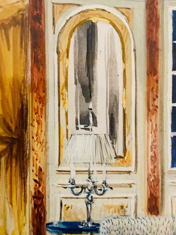 Antique Watercolor Decoration Of The Residence Of Prince Khalid Bin Fahad By Maison Mercier In Paris-photo-2