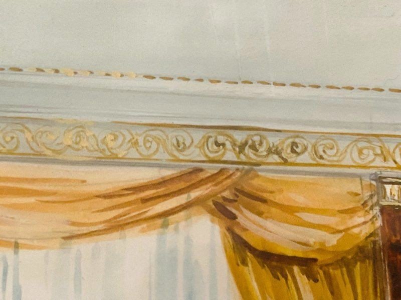 Antique Watercolor Decoration Of The Residence Of Prince Khalid Bin Fahad By Maison Mercier In Paris-photo-6