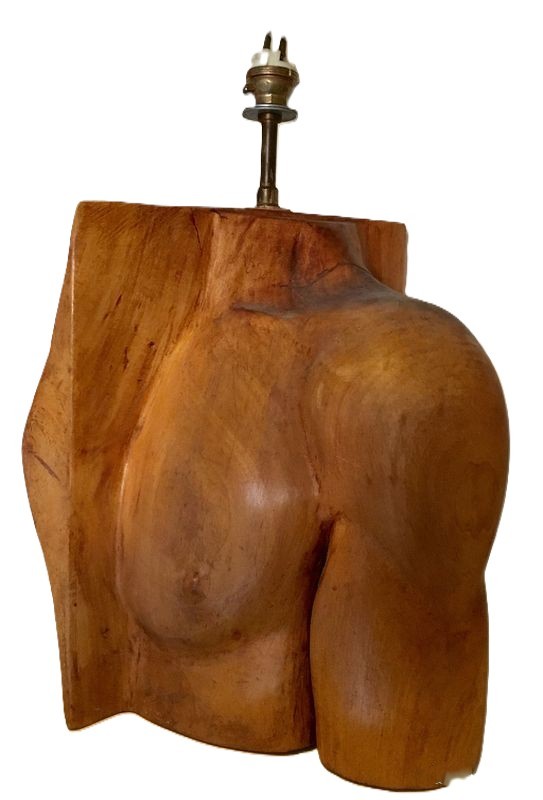 Pied de lampe sculpture d’artiste buste années 70