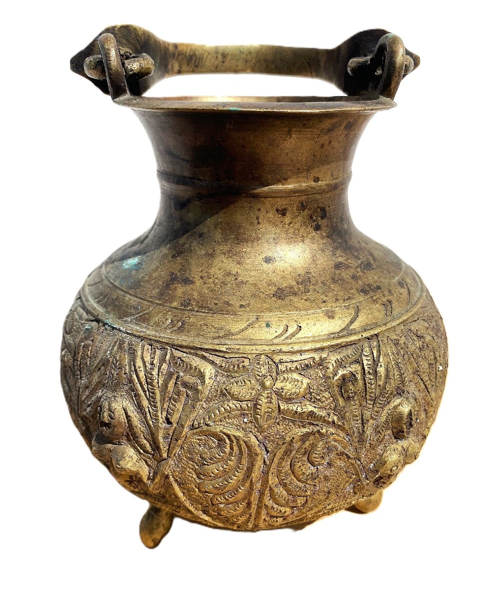 Antique Lota Pot From India Or Sri Lanka, Made Of Bronze - Ceremonial Pot With A Handle
