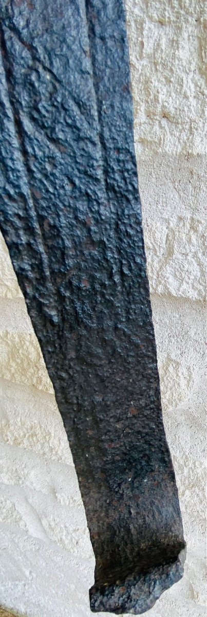 Crémaillère de cheminée en fer forgé d'époque 17ème siècle - Croix de Lorraine-photo-2