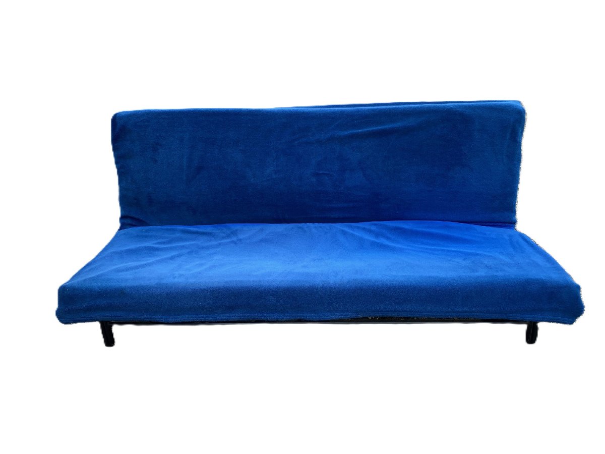 Canapé banquette années 50 dans le goût de Pierre GARRICHE,  Paul GEOFFROY ou Florence KNOLL