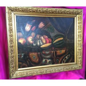 2 Large 19th-century Oil Paintings On Canvas