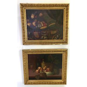 Pair Of Large Oil Paintings On Canvas, 19th Century