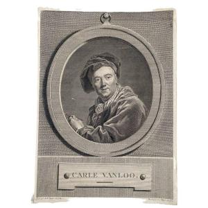Antique Engraving By Carle Vanloo, 18th Century