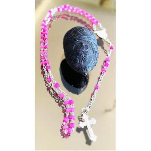 Superb Antique Coroso Nut, Finely Carved, And Rosary, Late 19th Century