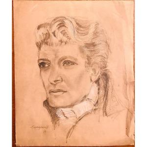 Dessin ancien signé SOUNGOUROFF Portrait de Jean MARAIS