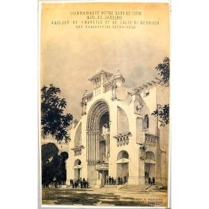 Ancien dessin Architecte GRAVEREAUX Rio de Janeiro