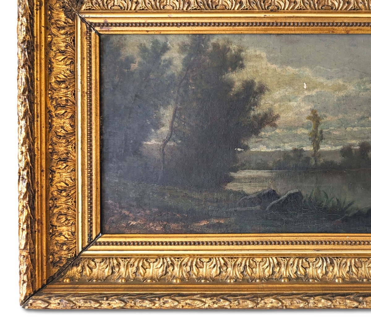 Night River Landscape - French School, Mid-19th Century, Oil On Cardboard (13.3" X 20.4")-photo-3