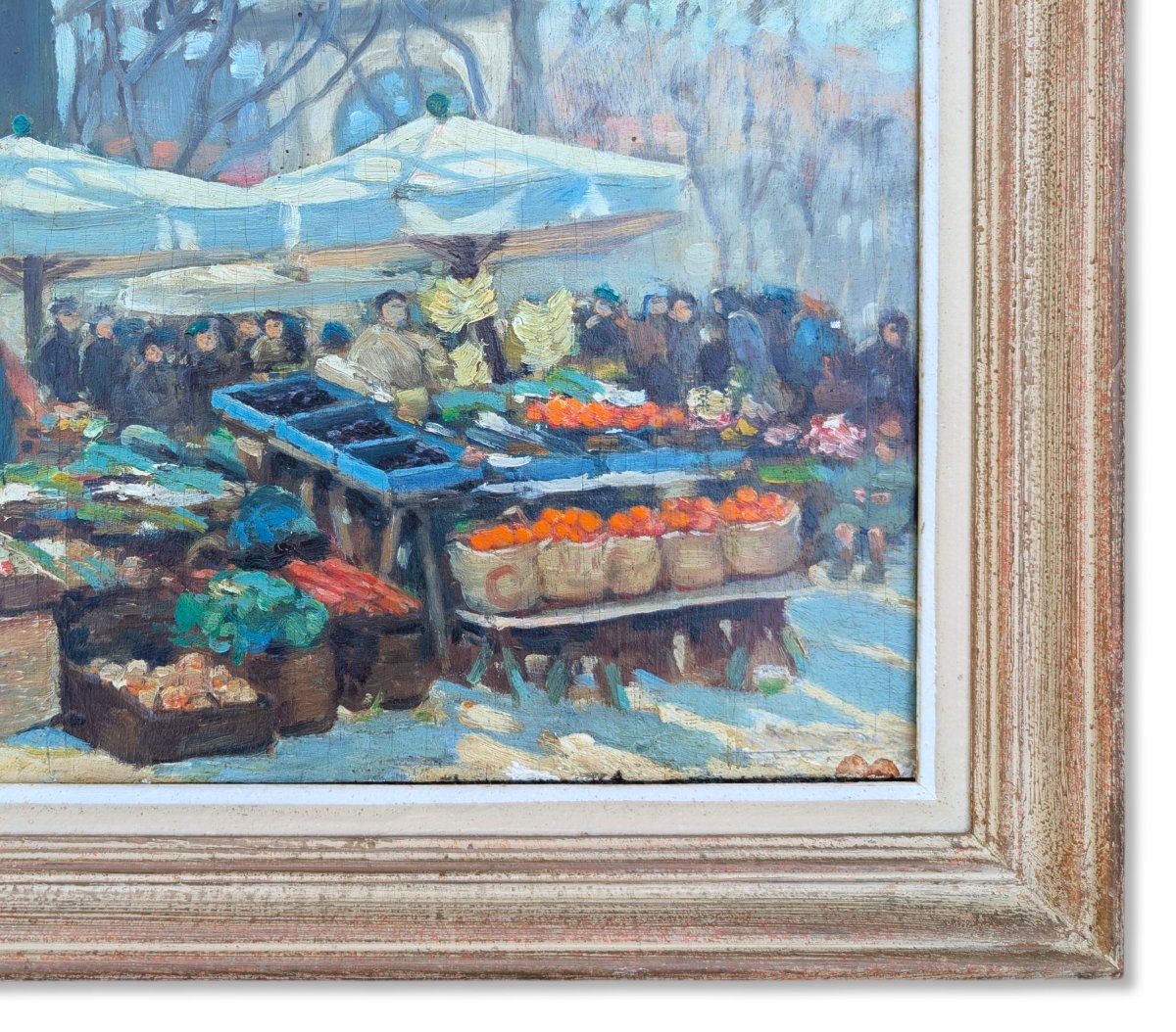 Early 20th Century, Market Scene, Oil On Wood Panel-photo-3