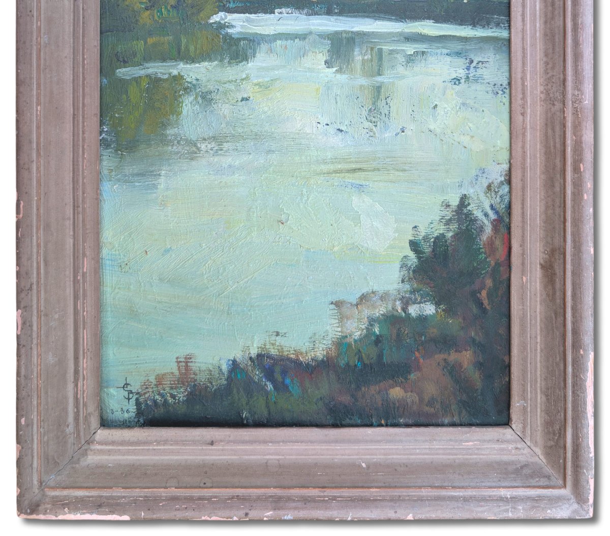 Lakeside Landscape, Oil On Panel, Monogrammed "s," Dated 1936-photo-3