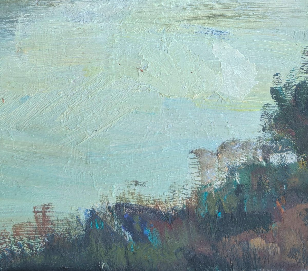 Lakeside Landscape, Oil On Panel, Monogrammed "s," Dated 1936-photo-1