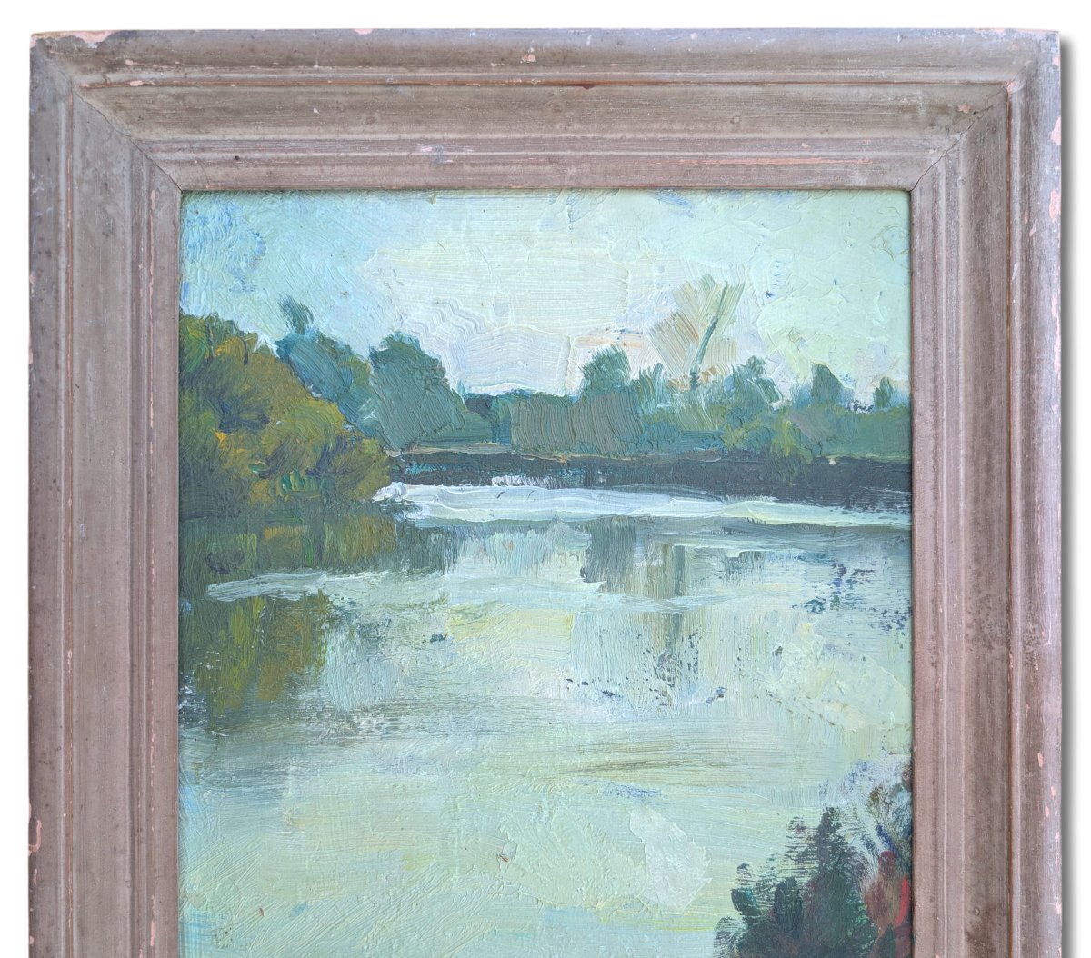 Lakeside Landscape, Oil On Panel, Monogrammed "s," Dated 1936-photo-2