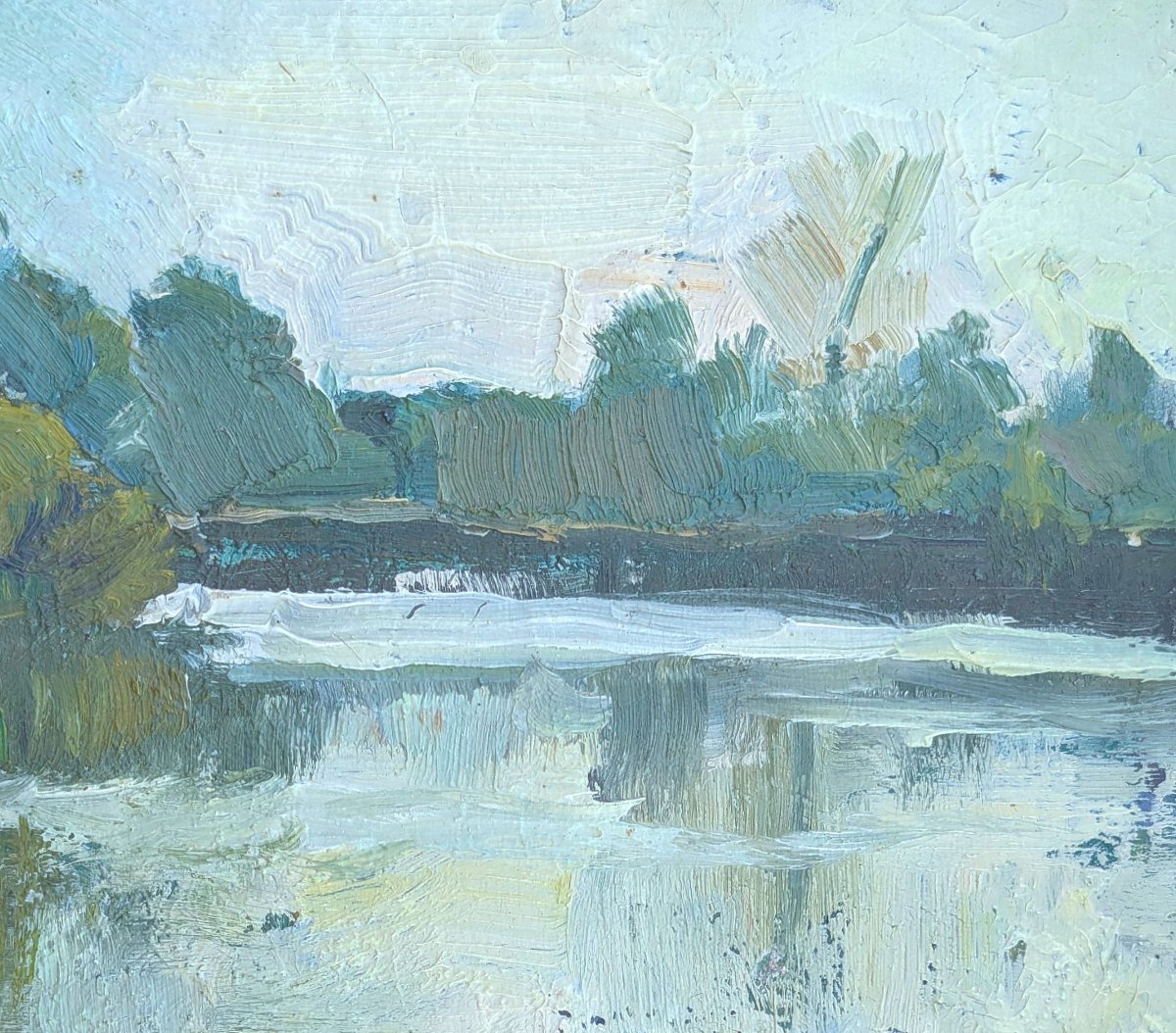 Lakeside Landscape, Oil On Panel, Monogrammed "s," Dated 1936-photo-4