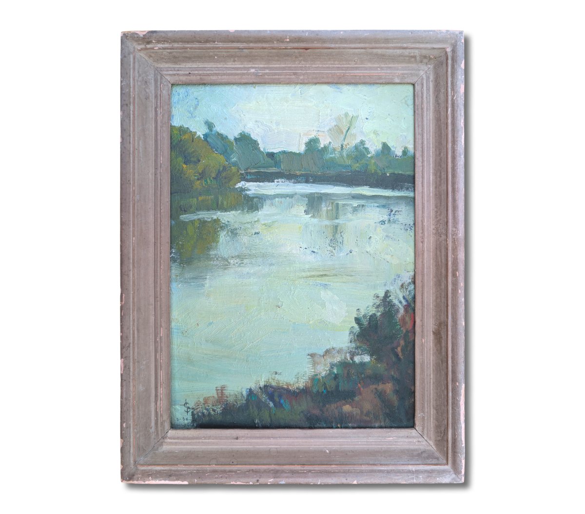 Lakeside Landscape, Oil On Panel, Monogrammed "s," Dated 1936