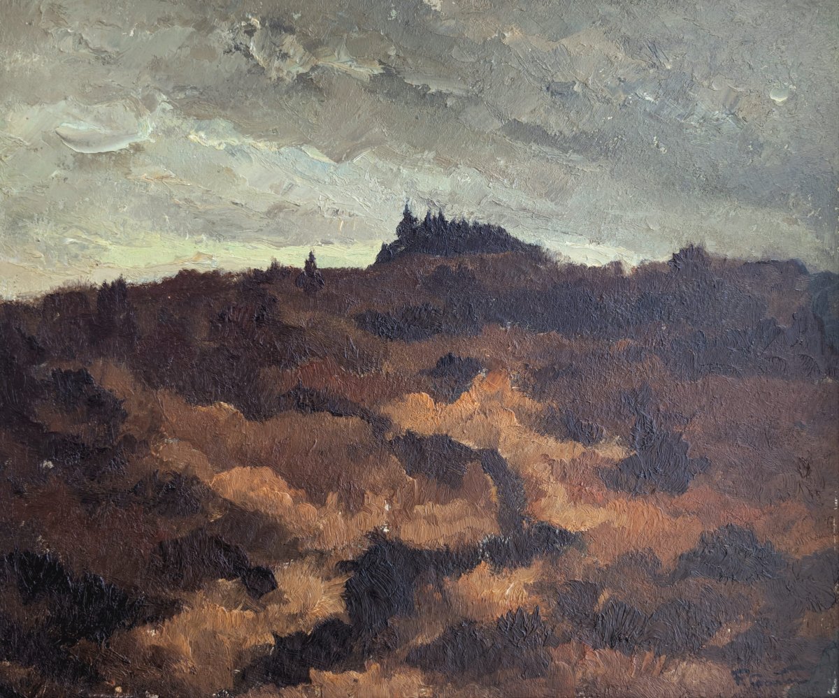 Painting, Landscape On Canvas, "before The Storm," Early 20th Century, Signed F. Gantois-photo-5
