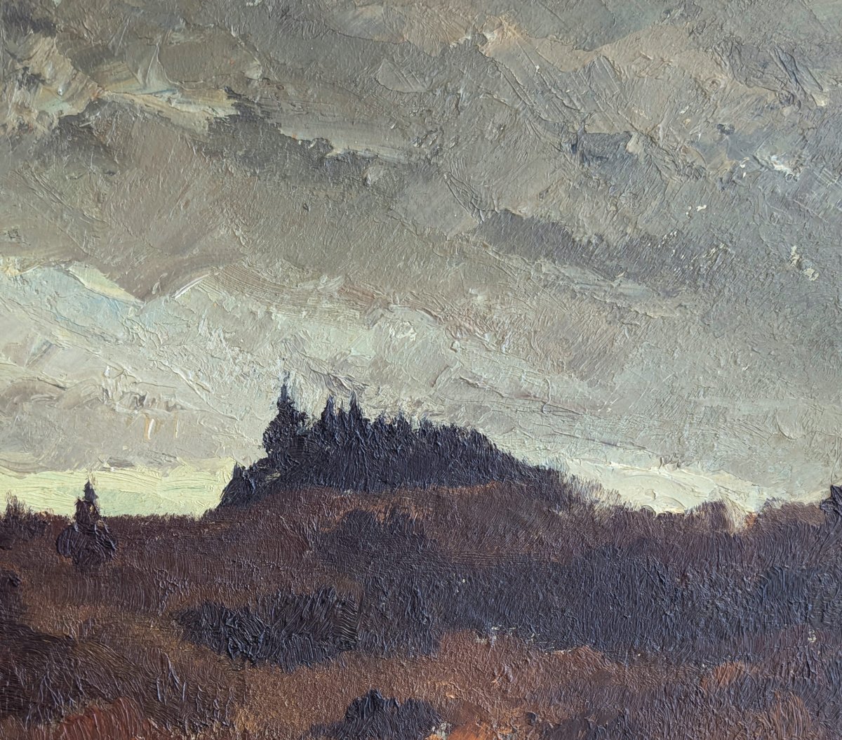 Painting, Landscape On Canvas, "before The Storm," Early 20th Century, Signed F. Gantois-photo-4