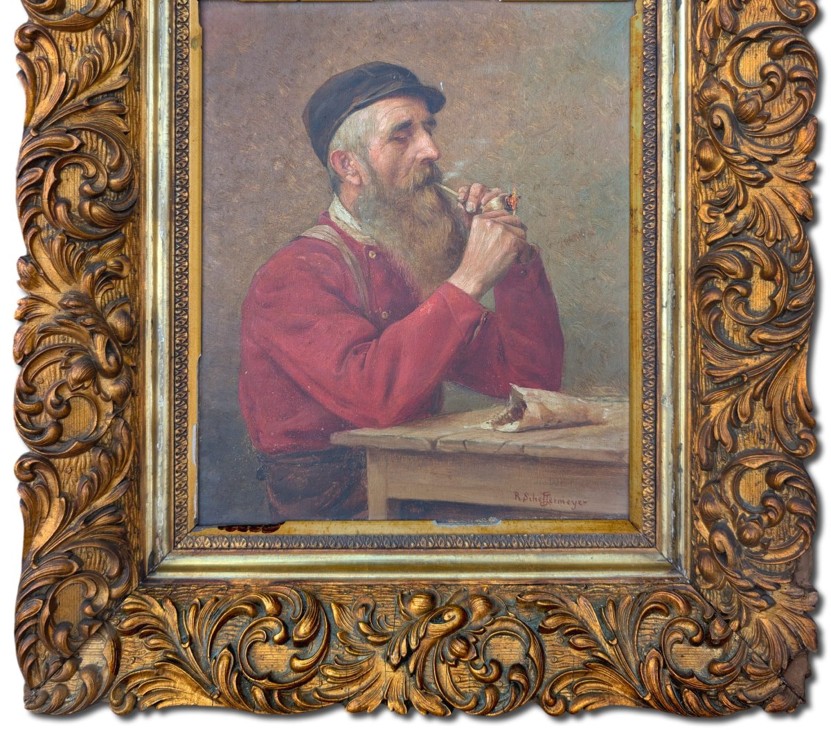 Tableau, Peinture à l'huile, Portrait fin XIXe-photo-3
