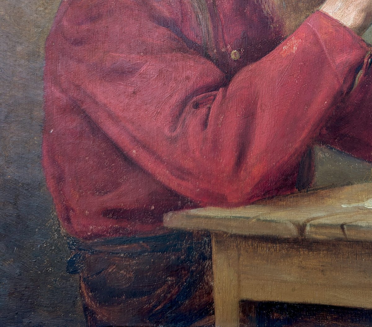 Tableau, Peinture à l'huile, Portrait fin XIXe-photo-2