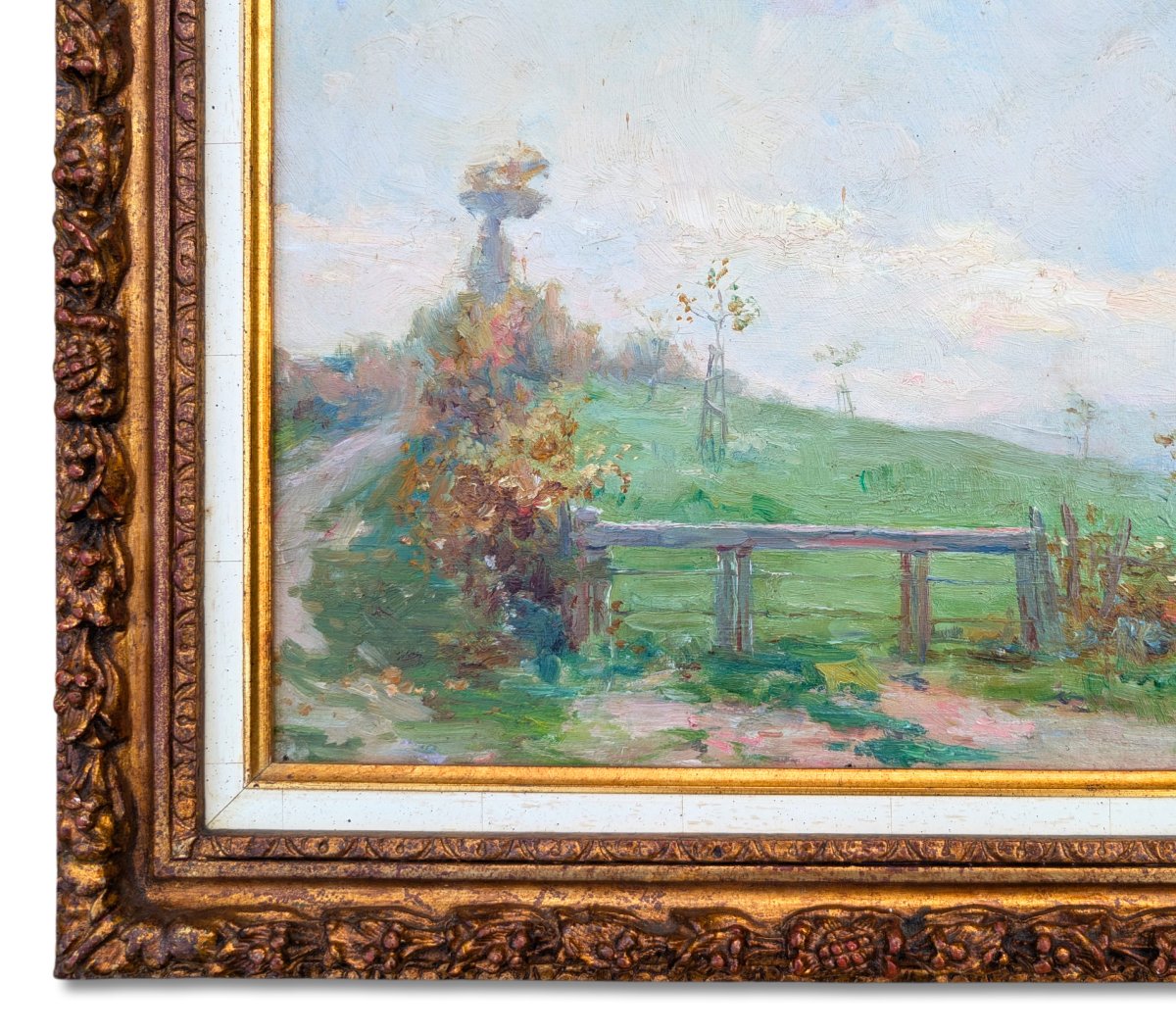 Paysage, vue de campagne, huile sur panneau, signée Xavier Wurth (1869-1933) et daté 1895-photo-3