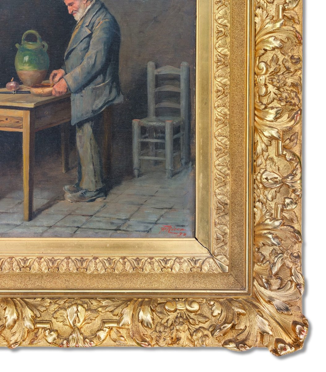 19th-century Neapolitan School, Oil On Canvas Signed F. Ricca, Large In Size-photo-3