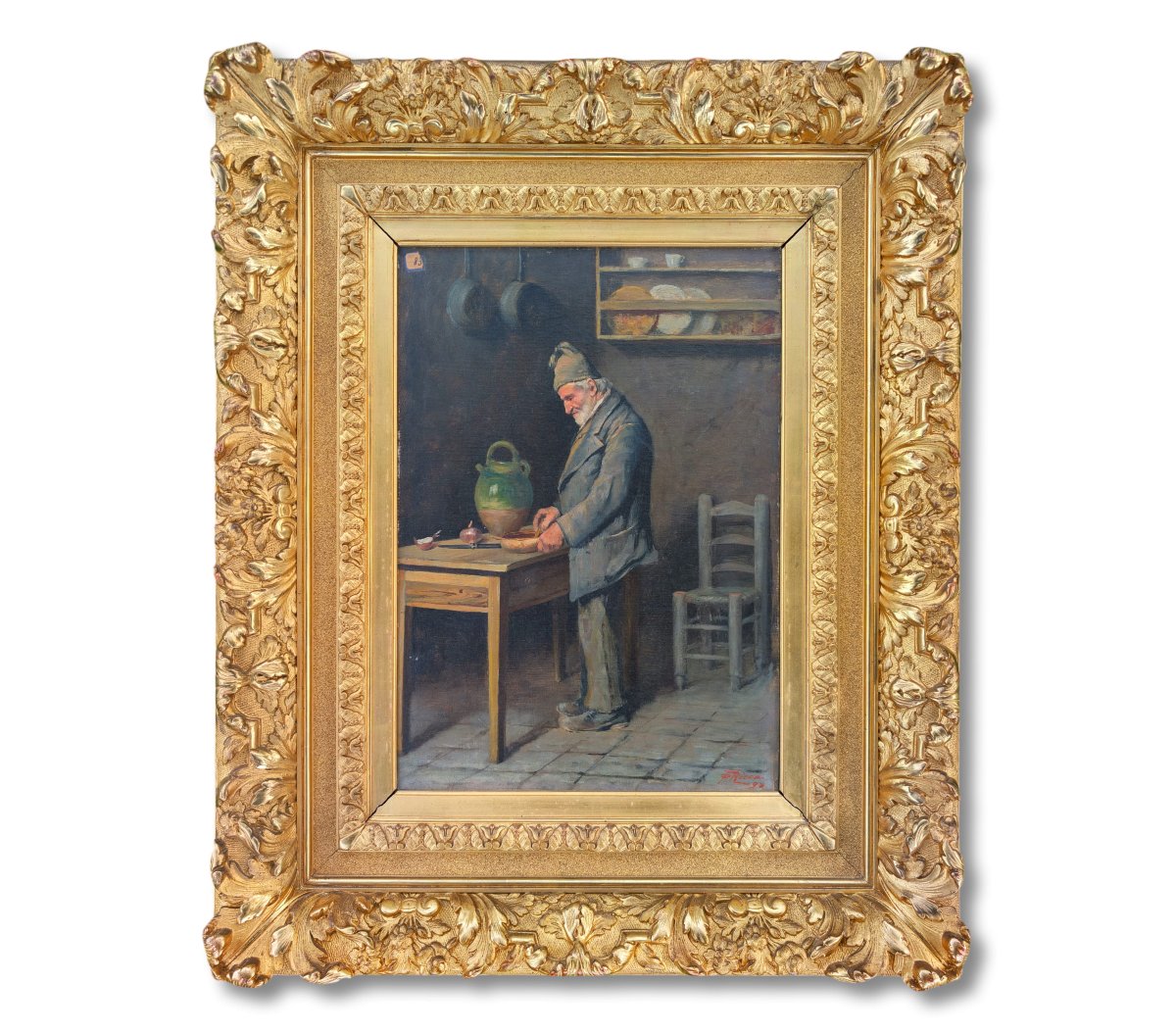 19th-century Neapolitan School, Oil On Canvas Signed F. Ricca, Large In Size