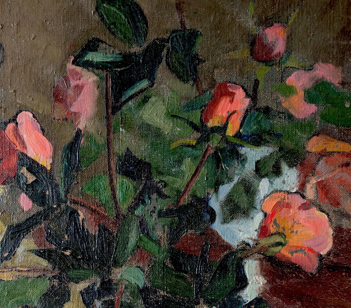 Antique Painting, Still Life, Fine Art, 20th-century Oil On Canvas Signed By J. Neri. -photo-4