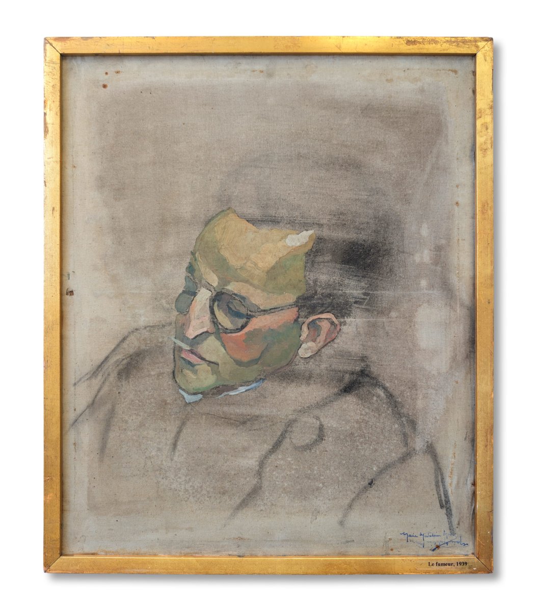 *the Smoker*, Oil On Canvas, Portrait Signed By Marie-madeleine Masson (1901–1977)