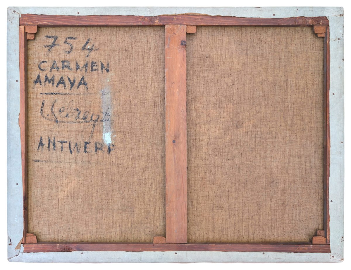 Carmen Amaya On Stage, Oil On Canvas, Signed On The Back-photo-2
