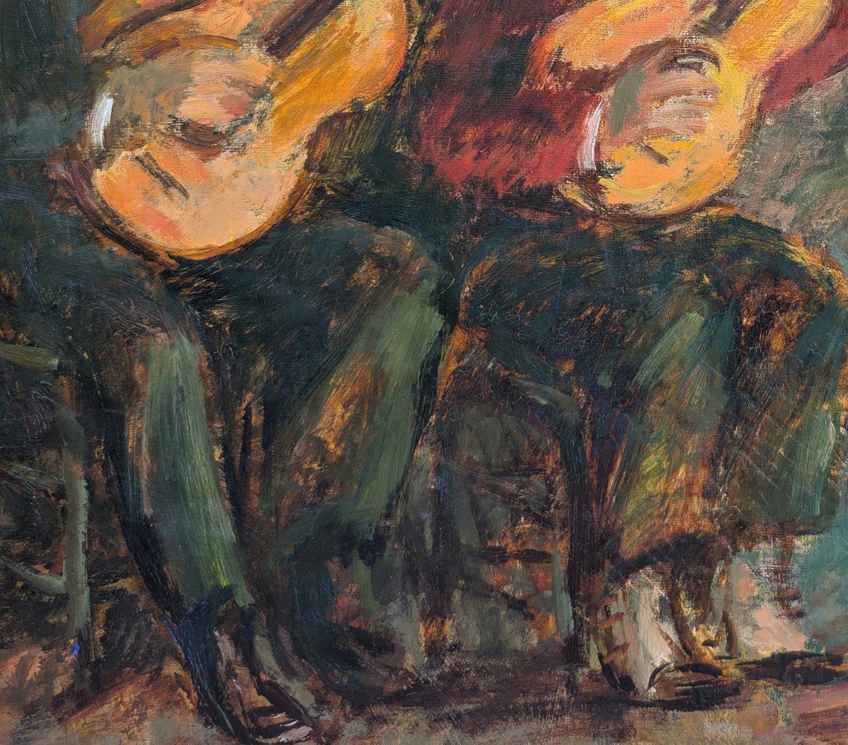 Carmen Amaya On Stage, Oil On Canvas, Signed On The Back-photo-3
