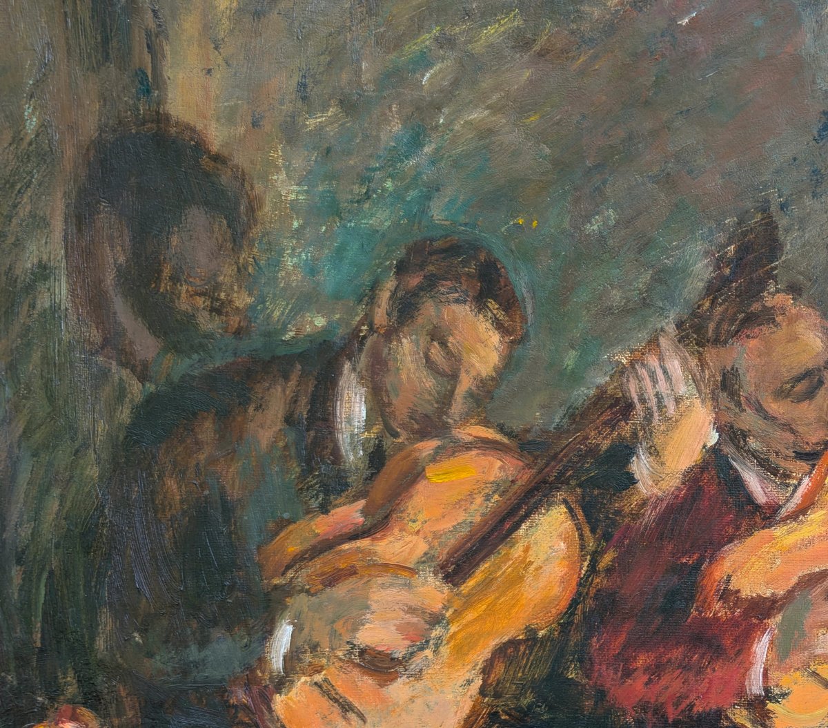 Carmen Amaya On Stage, Oil On Canvas, Signed On The Back-photo-4