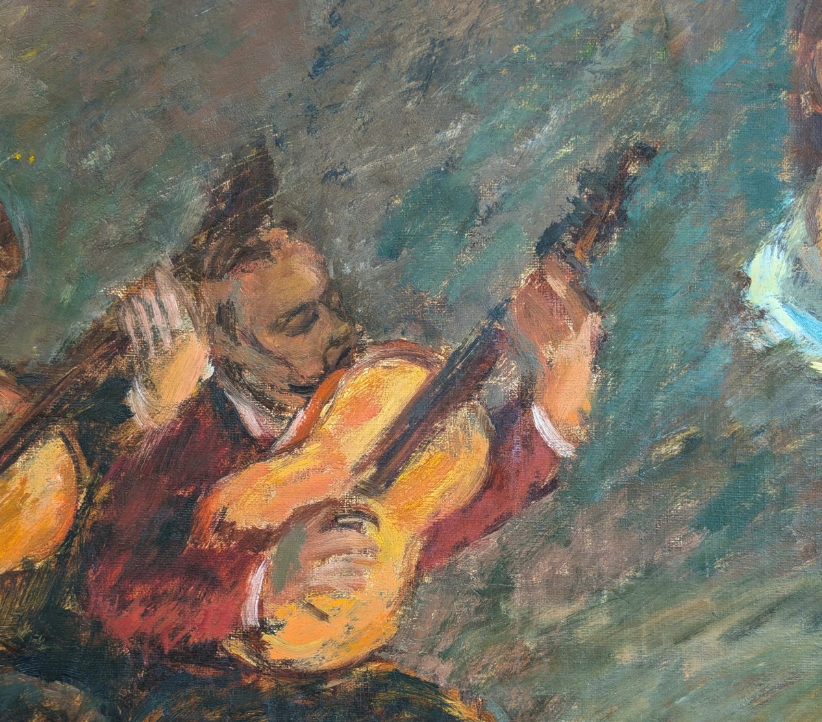 Carmen Amaya On Stage, Oil On Canvas, Signed On The Back-photo-5