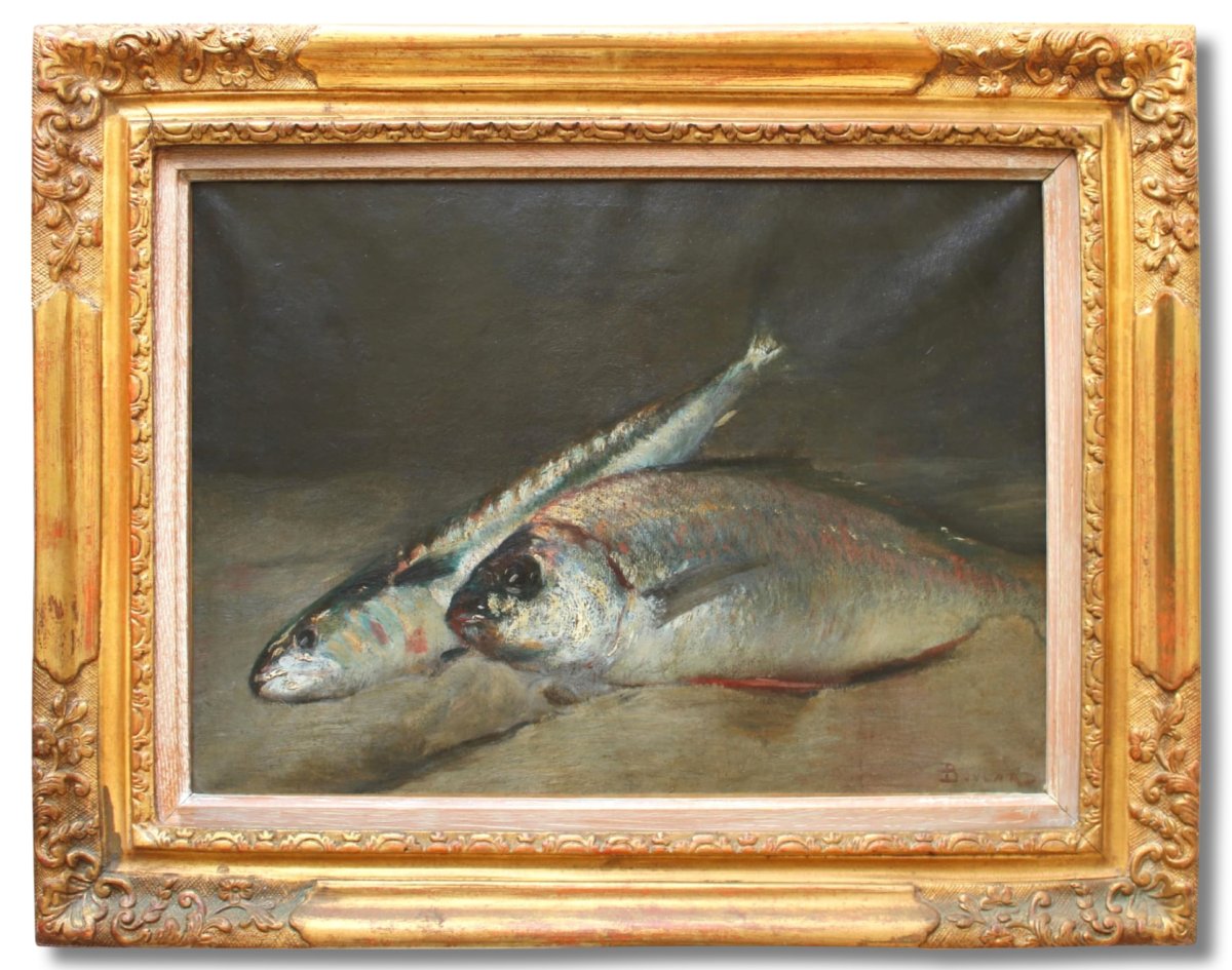 Painting, Still Life With Fish, Signed émile Boulard (1863–1943)