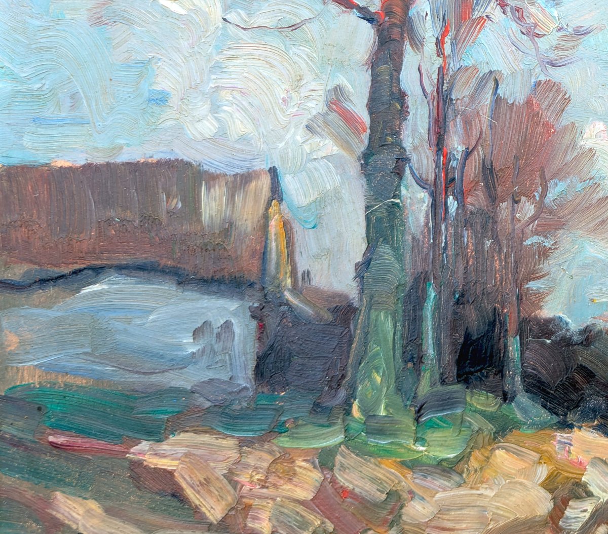 Landscape, Oil On Cardboard, Signed By Ludovic Janssen (1888–1954)-photo-1