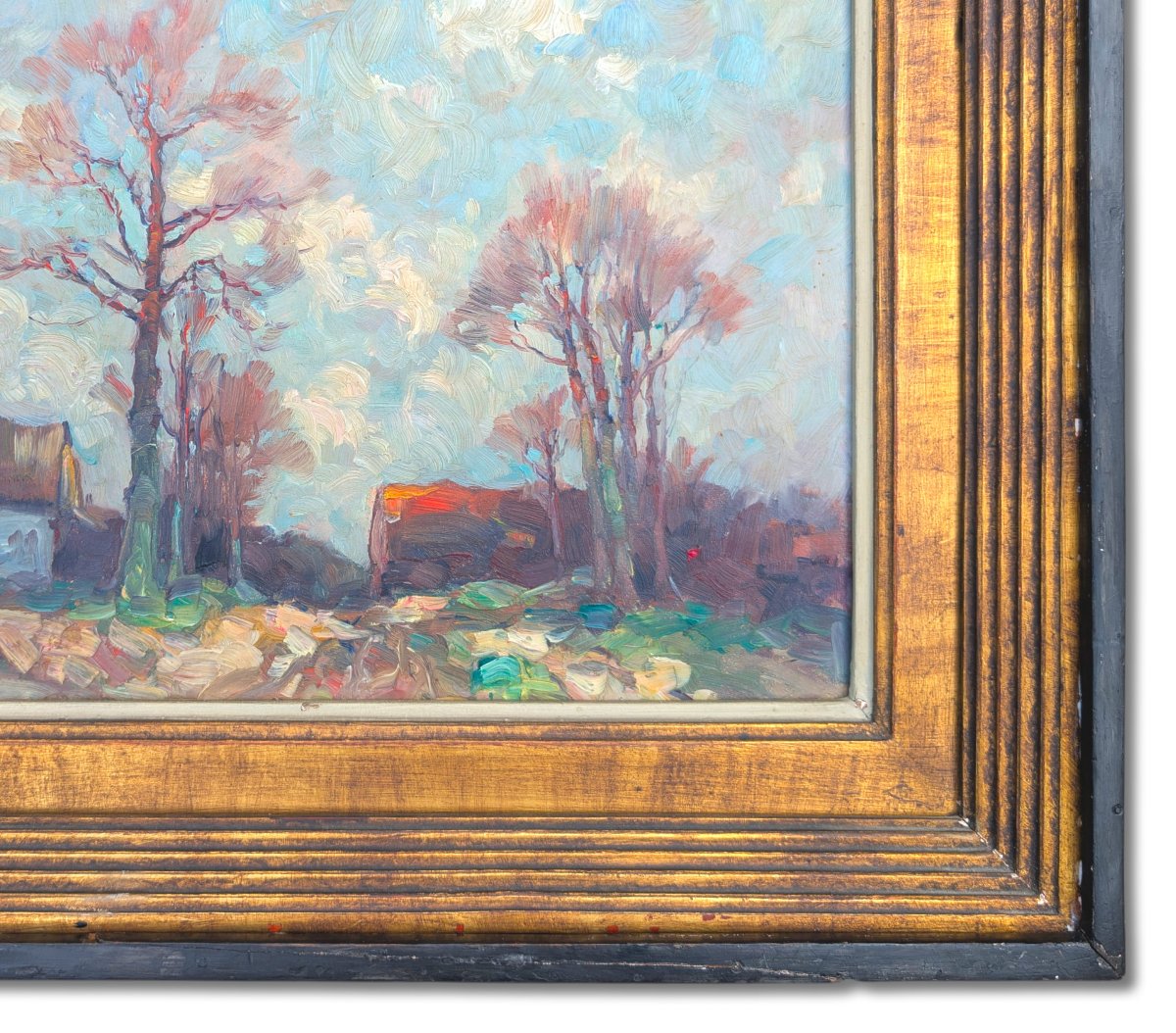 Landscape, Oil On Cardboard, Signed By Ludovic Janssen (1888–1954)-photo-3
