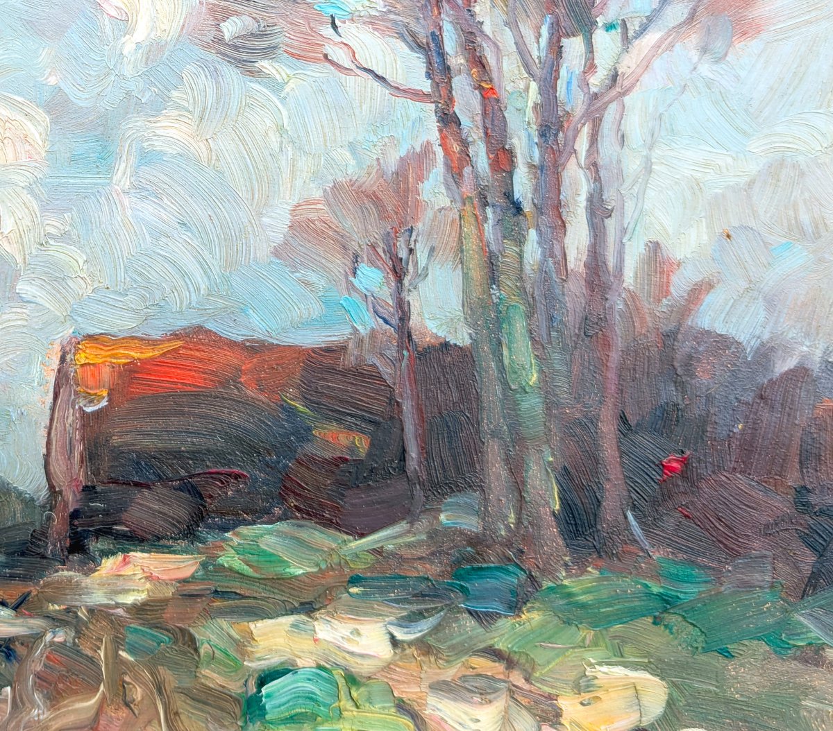 Landscape, Oil On Cardboard, Signed By Ludovic Janssen (1888–1954)-photo-4