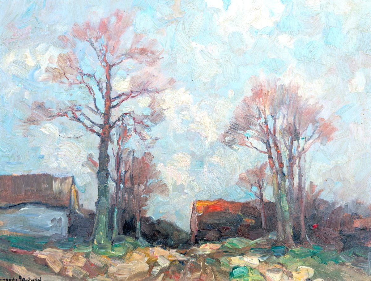 Landscape, Oil On Cardboard, Signed By Ludovic Janssen (1888–1954)-photo-6