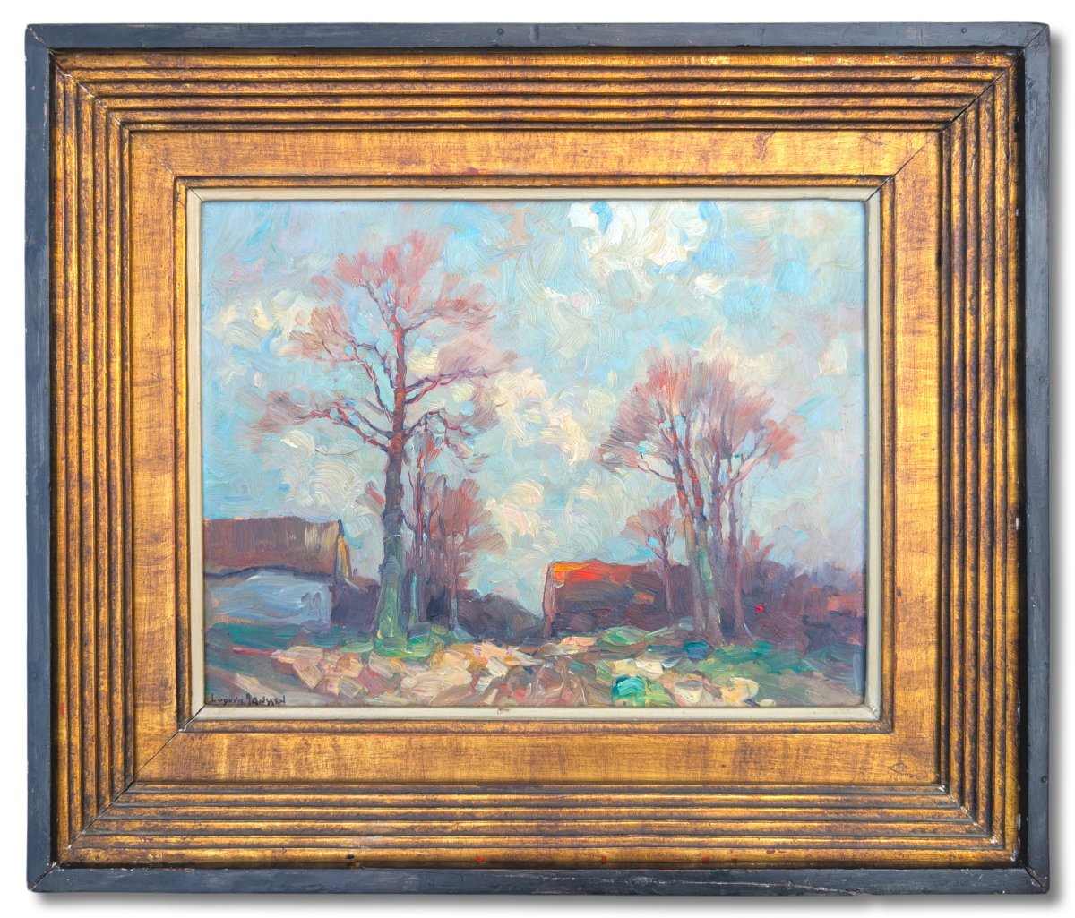 Landscape, Oil On Cardboard, Signed By Ludovic Janssen (1888–1954)