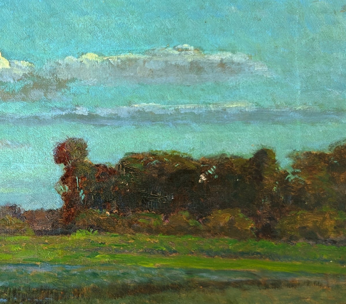 Peinture, paysage, vue de campagne, signée Jean René Bellecour (1874–1955) et daté 1908-photo-1