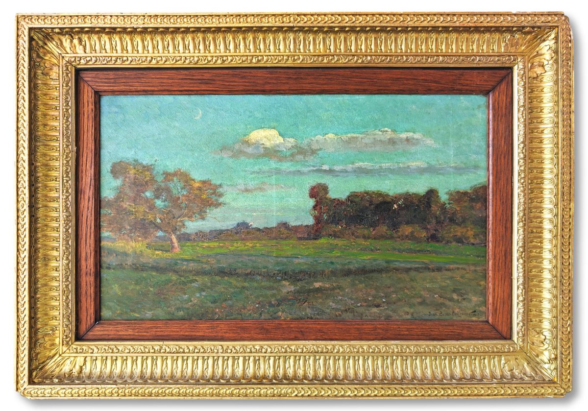 Peinture, paysage, vue de campagne, signée Jean René Bellecour (1874–1955) et daté 1908