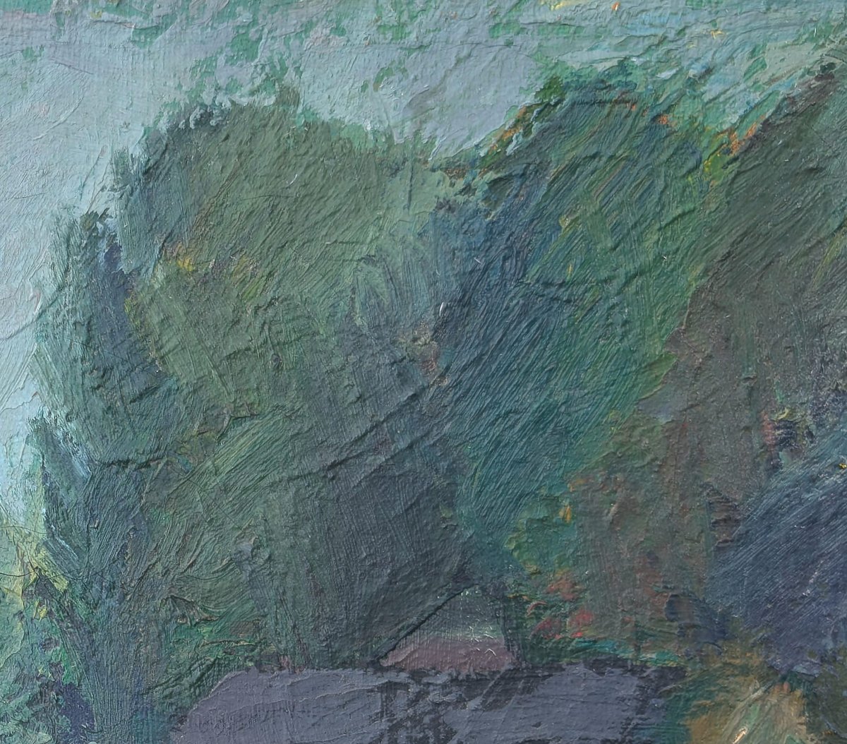 Paysage, huile sur toile du début XXème -photo-4