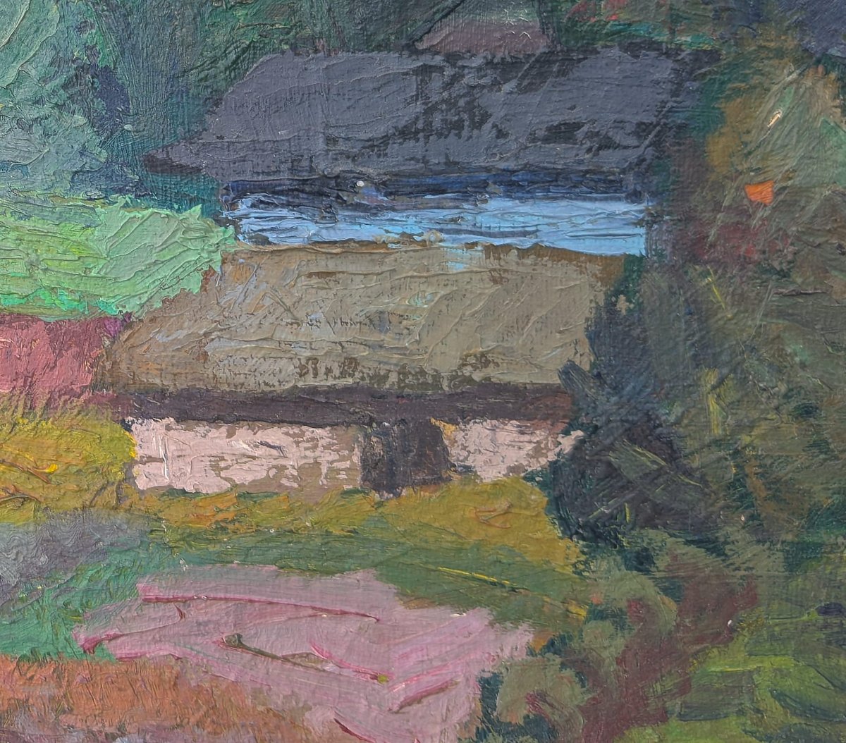 Paysage, huile sur toile du début XXème -photo-3