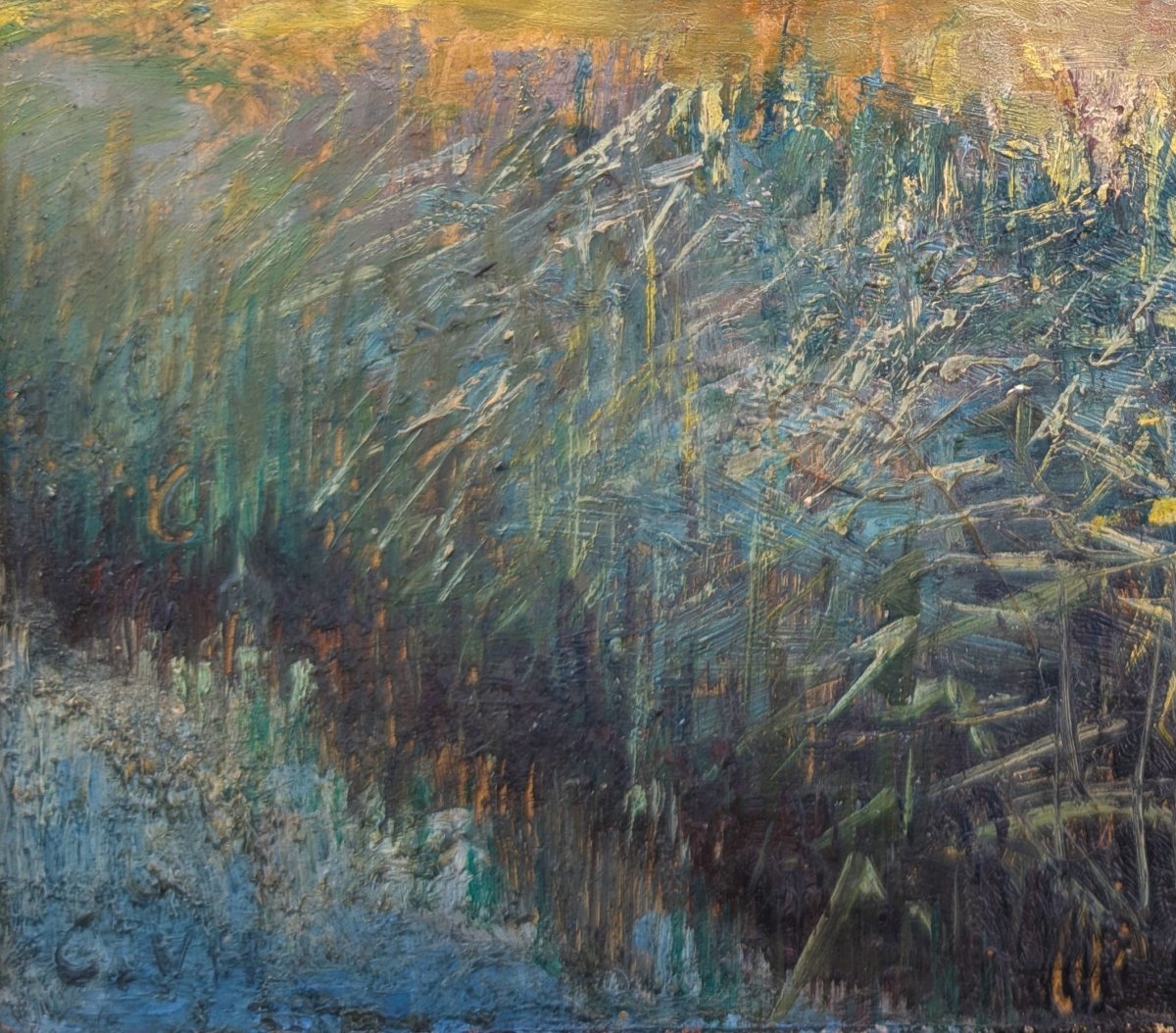 Paysage de 1938 - Vue de clocher - Huile sur panneau monogrammée Charles Van Herbruggen -photo-4