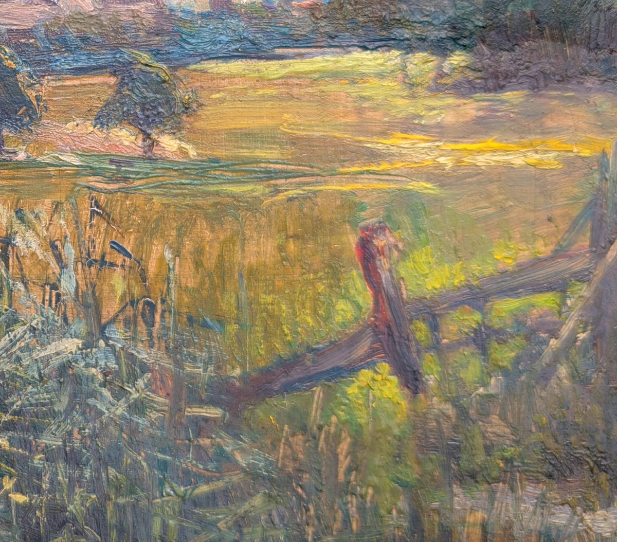 Paysage de 1938 - Vue de clocher - Huile sur panneau monogrammée Charles Van Herbruggen -photo-1