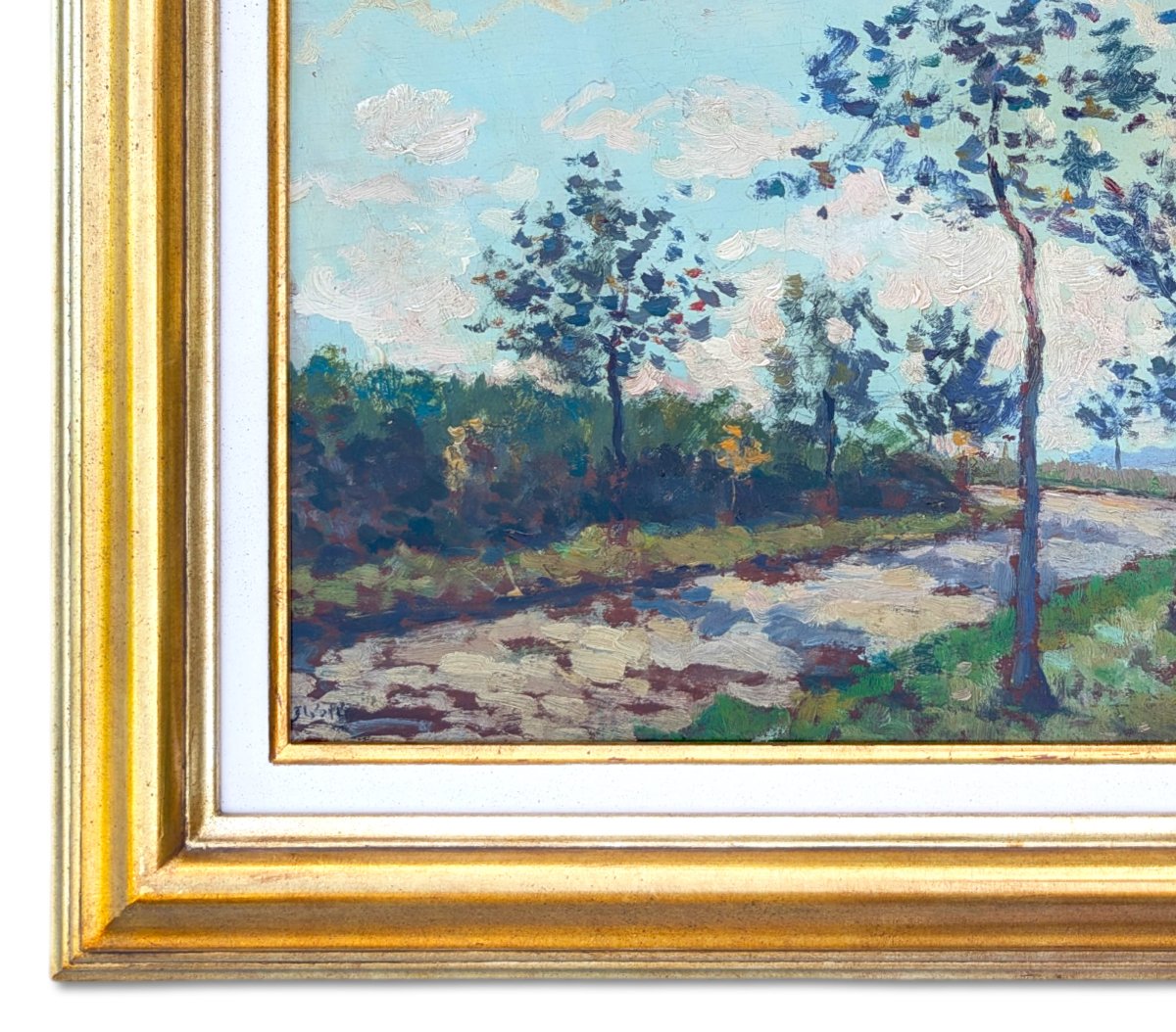 Paysage arborée -  Huile sur panneau monogrammée José Wolff (1885–1964)-photo-1