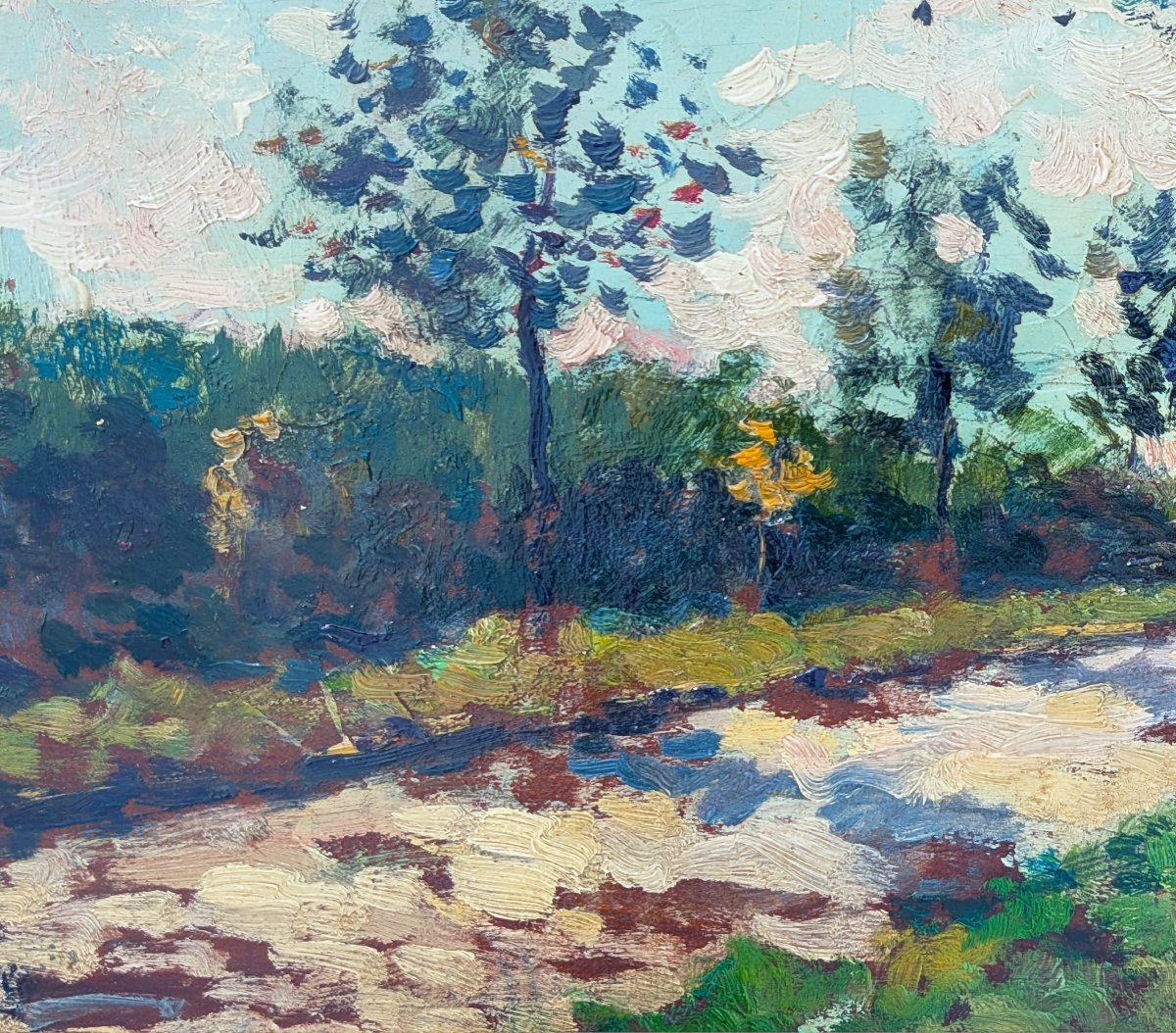 Paysage arborée -  Huile sur panneau monogrammée José Wolff (1885–1964)-photo-2